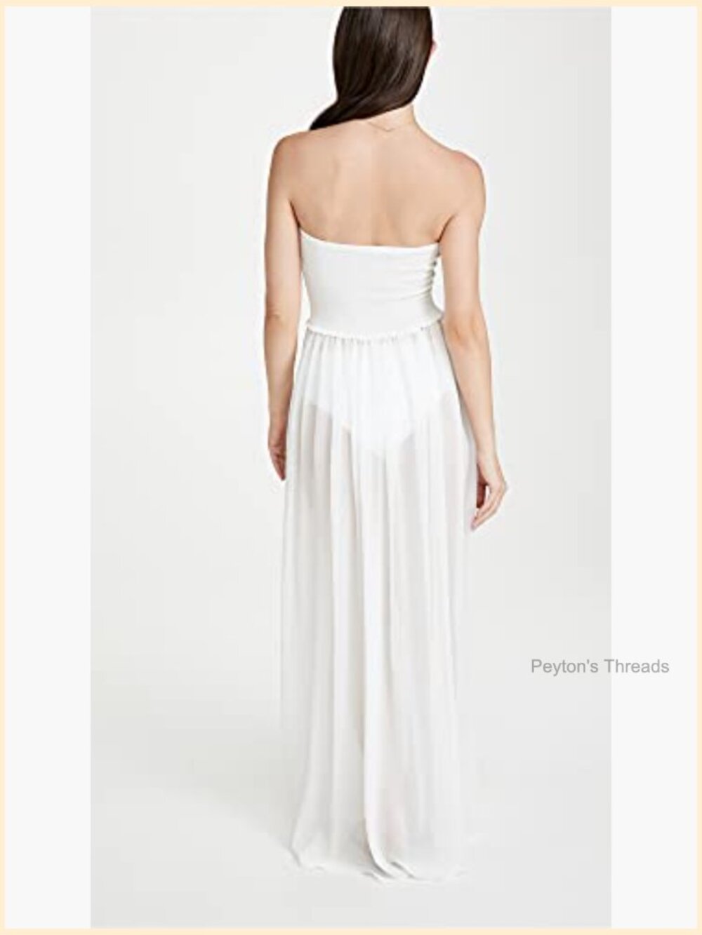 Smocked Strapless A-Line Maxi Dress with Ruffle Hem - Picture 4 of 7
